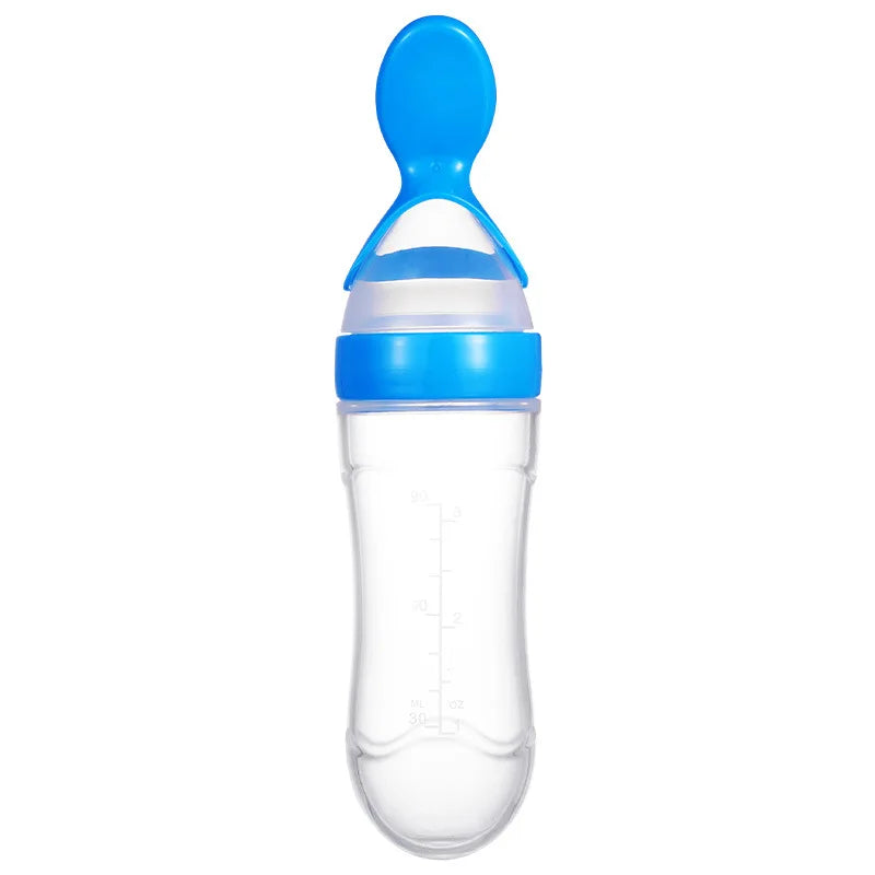 Baby Feeding Bottle With Spoon 90ml Silicone Newborn Infant Squeeze Spoon