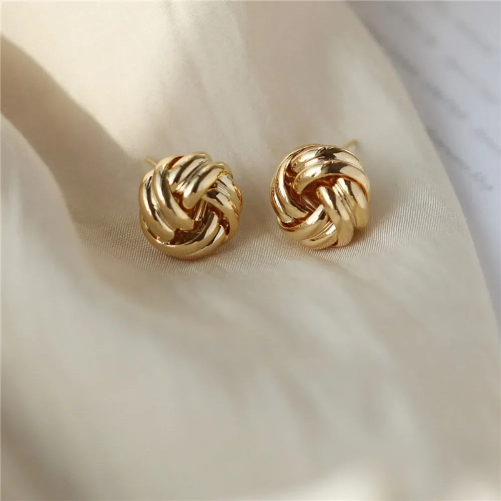 SUMENG Women's Small Metal Stud Earrings in Gold