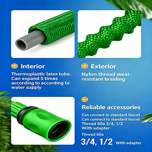 30M/100FT expandable water pipe, magic flexible water pipe with 7 spray modes