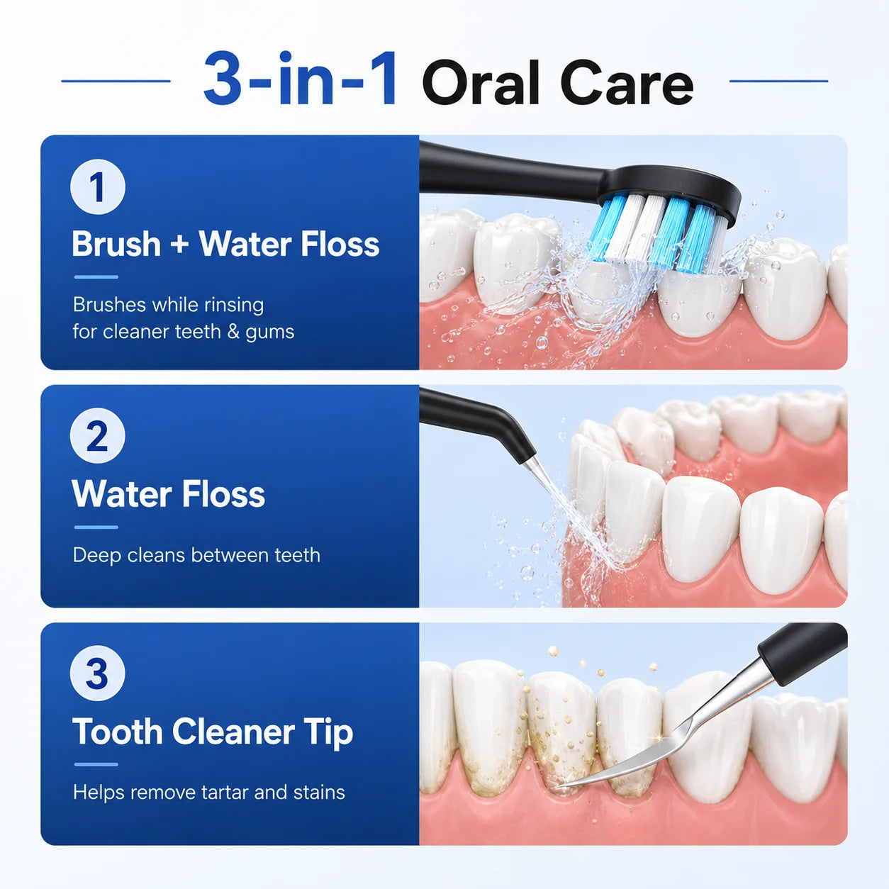 3 in 1 Electric Toothbrush With Water Flosser Dental For Adults and Children