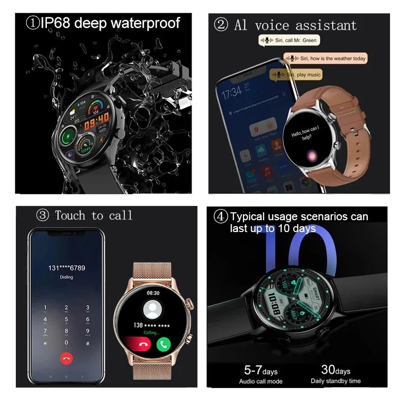 2026 New Smartwatch Women AMOLED HD Screen Always On Display Bluetoothe