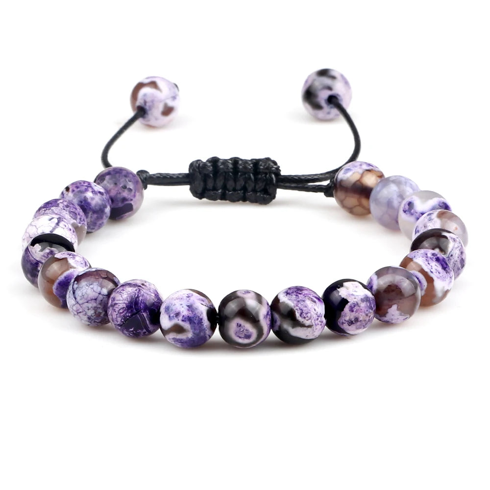 Tiger Eye Stone Beads Bracelet Adjustable Braided Rope Bangles Natural