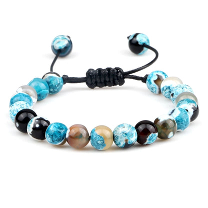 Tiger Eye Stone Beads Bracelet Adjustable Braided Rope Bangles Natural