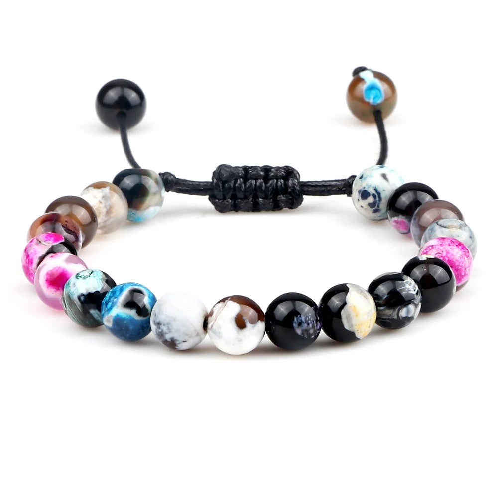 Tiger Eye Stone Beads Bracelet Adjustable Braided Rope Bangles Natural