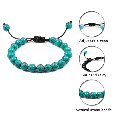 Tiger Eye Stone Beads Bracelet Adjustable Braided Rope Bangles Natural