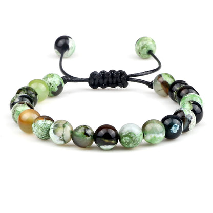 Tiger Eye Stone Beads Bracelet Adjustable Braided Rope Bangles Natural