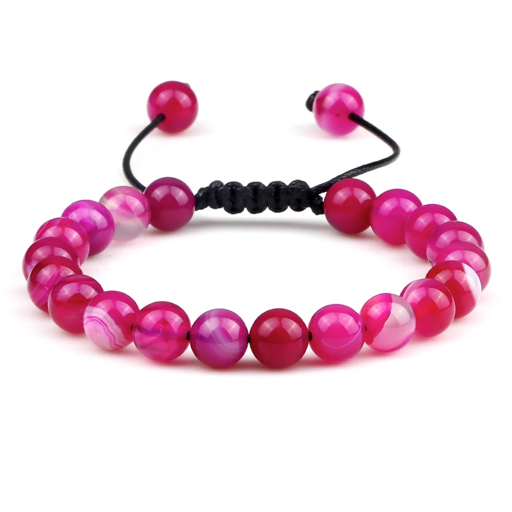Tiger Eye Stone Beads Bracelet Adjustable Braided Rope Bangles Natural