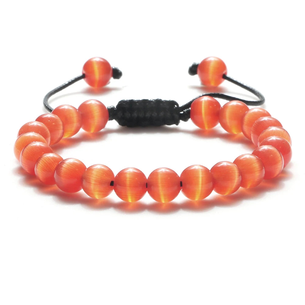 Tiger Eye Stone Beads Bracelet Adjustable Braided Rope Bangles Natural