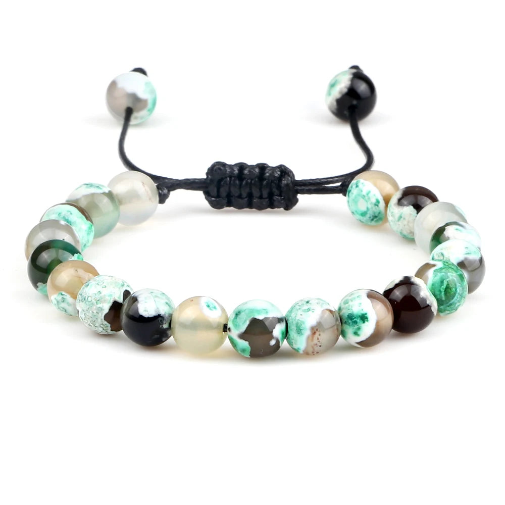 Tiger Eye Stone Beads Bracelet Adjustable Braided Rope Bangles Natural