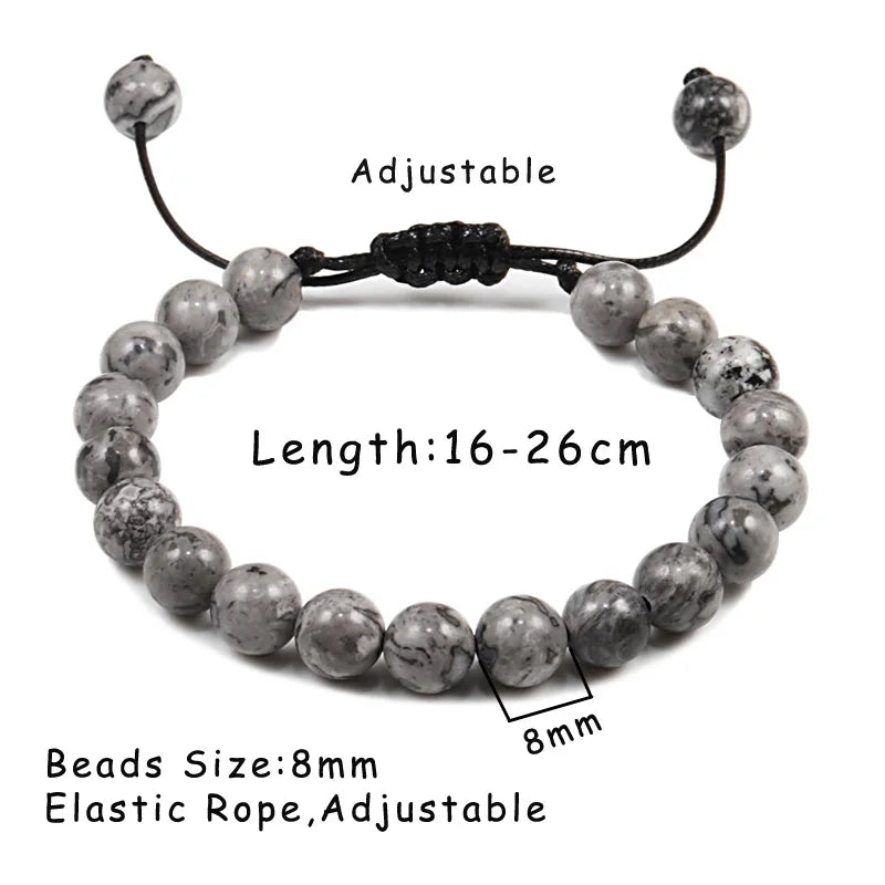 Tiger Eye Stone Beads Bracelet Adjustable Braided Rope Bangles Natural