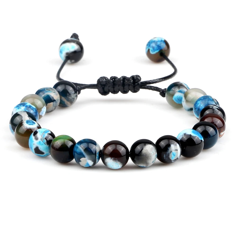 Tiger Eye Stone Beads Bracelet Adjustable Braided Rope Bangles Natural