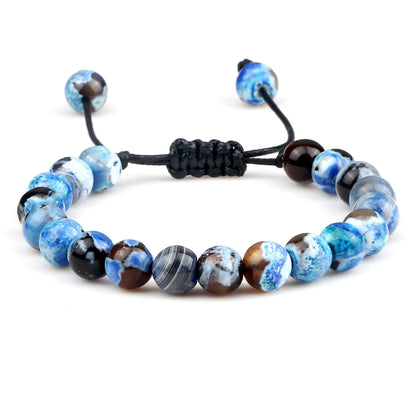 Tiger Eye Stone Beads Bracelet Adjustable Braided Rope Bangles Natural
