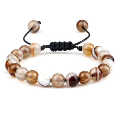 Tiger Eye Stone Beads Bracelet Adjustable Braided Rope Bangles Natural