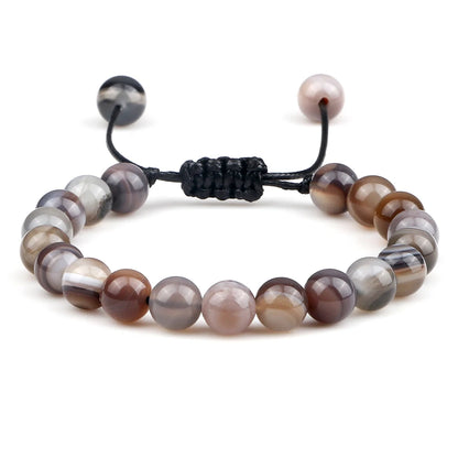 Tiger Eye Stone Beads Bracelet Adjustable Braided Rope Bangles Natural