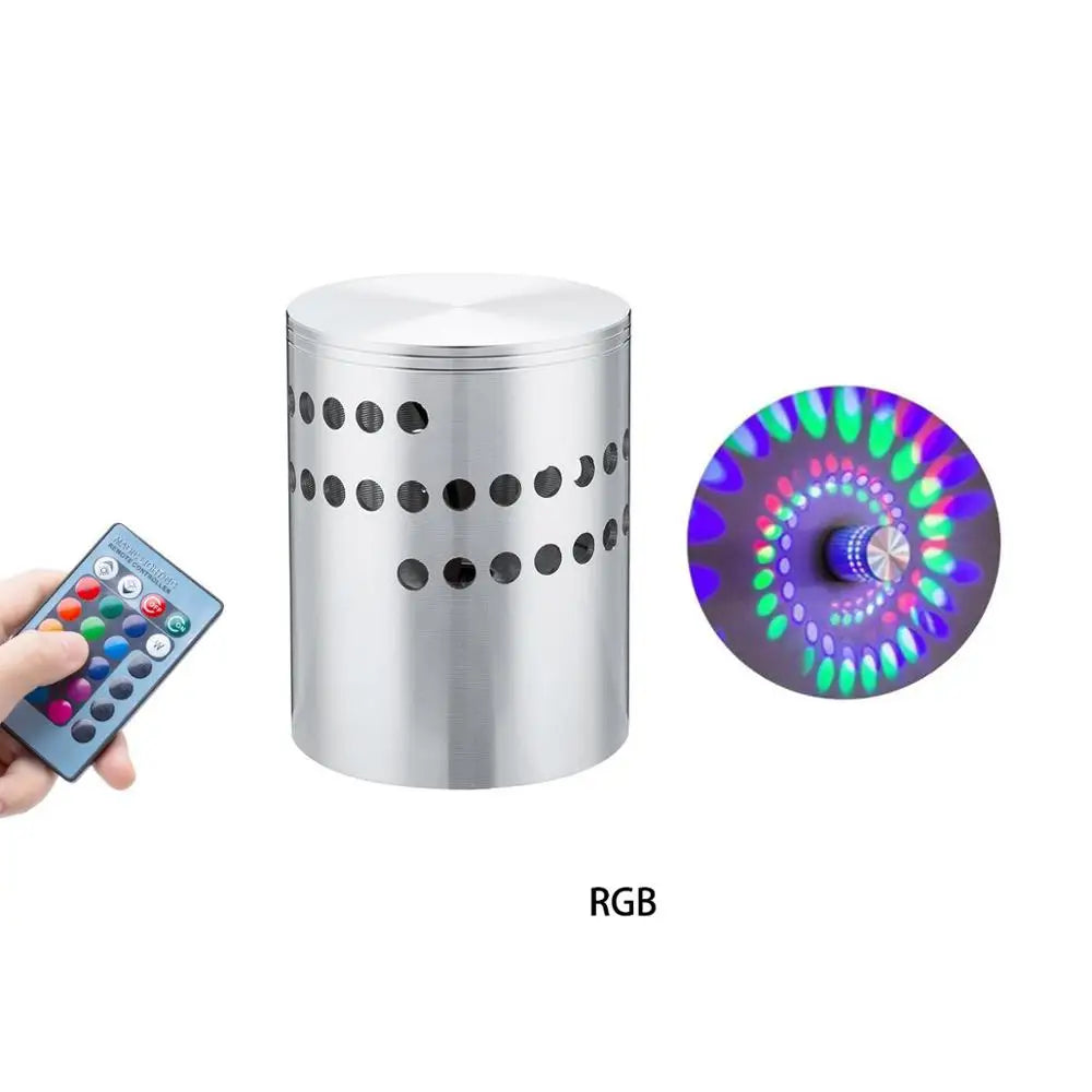 RGB Spiral Hole LED Wall Light Effect Wall Lamp Remote Controller Colorful
