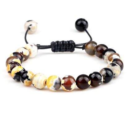 Tiger Eye Stone Beads Bracelet Adjustable Braided Rope Bangles Natural