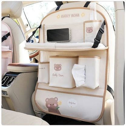 Car Seat Back Organizer - Rear Hanging Storage Bag, Backseat Table Tray