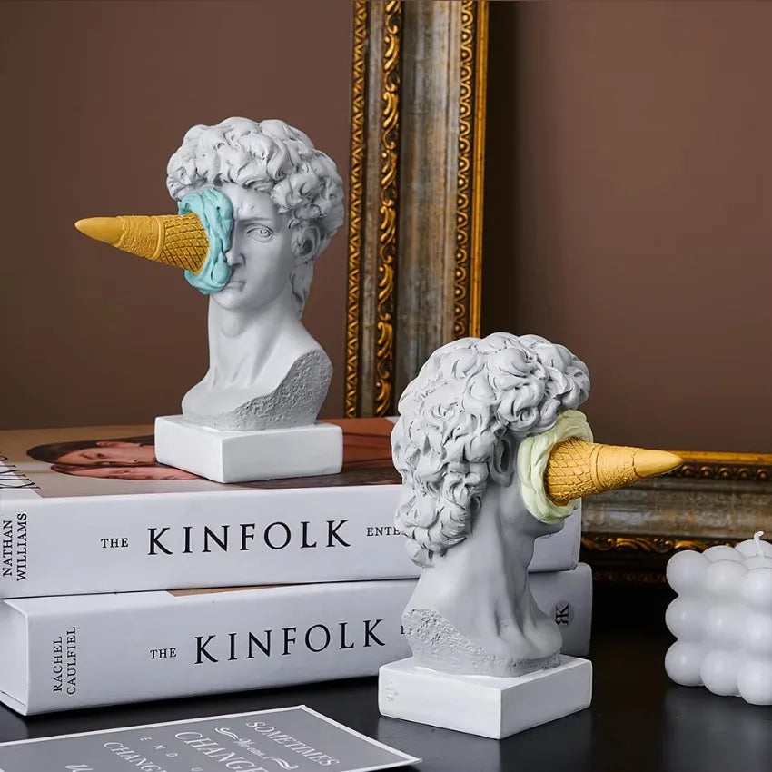 Sculpture Office Bookshelf Desktop Cream David Figurine Home Decor