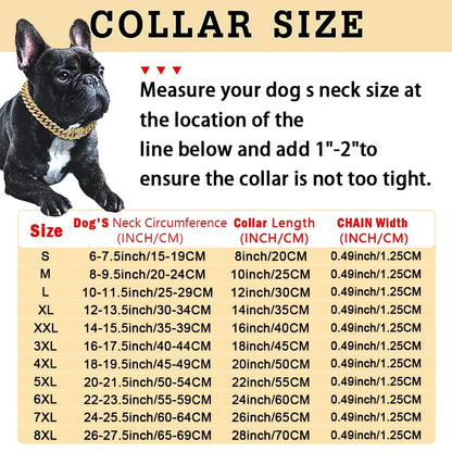 Dog Chain Diamond Cuban Collar Walking Metal Chain Collar with Design