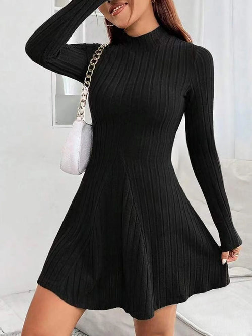 Women's slim fit half high collar waist cinched