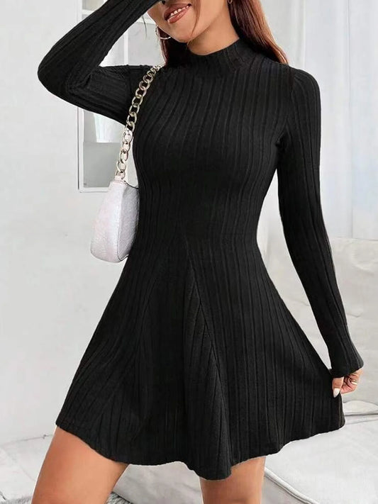 Women's slim fit half high collar waist cinched