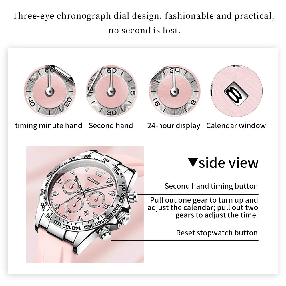 OLEVS 5618 Woman Watch Silicone Strap Luxury Brand