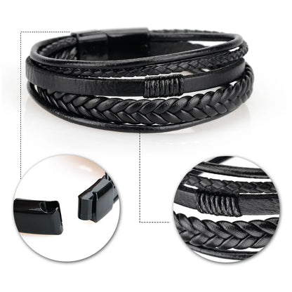 Trendy Leather Bracelets For Men Stainless Steel Bracelet