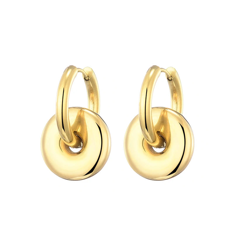 Classic Stainless Steel Heart Star Hoop Earrings For Women
