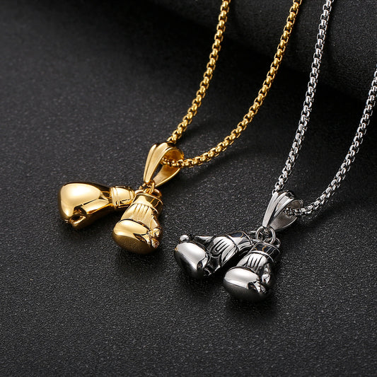 Boxing Glove Pendant Necklace - 304 Stainless Steel -