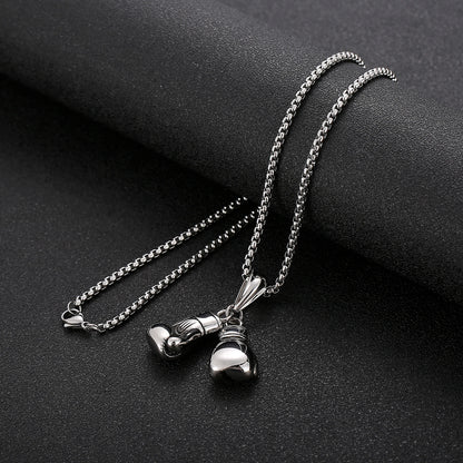 Boxing Glove Pendant Necklace - 304 Stainless Steel -