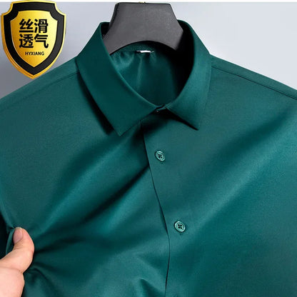 Summer shirt, men's white glossy non ironing business shirt
