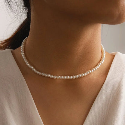 Trend Elegant Jewelry Wedding Big Pearl Pendant Chain Necklace For Women Fashion White Imitation Pearl Choker Necklace