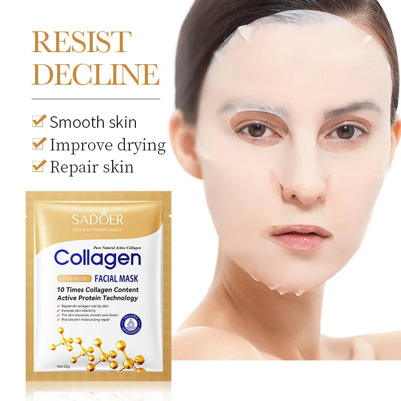 5/10Pcs SADOER Collagen Facial Mask Hydrating Firming Glowing Nourishing