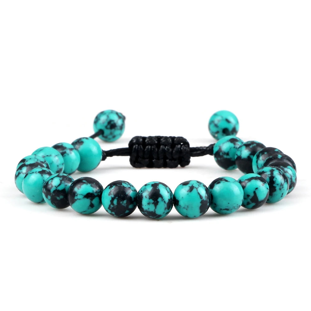 Tiger Eye Stone Beads Bracelet Adjustable Braided Rope Bangles Natural