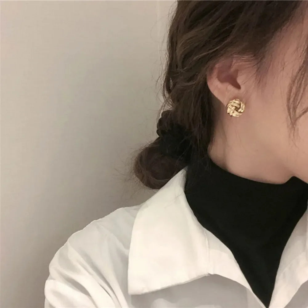 SUMENG Women's Small Metal Stud Earrings in Gold