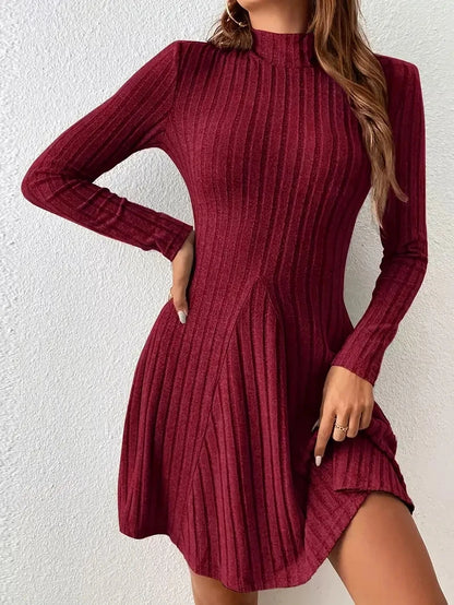 Women's slim fit half high collar waist cinched