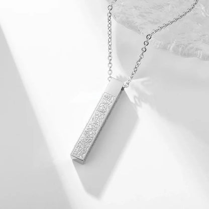 Islamic Muslim Stainless Steel Ayatul Kursi Cube Necklace for Men Women