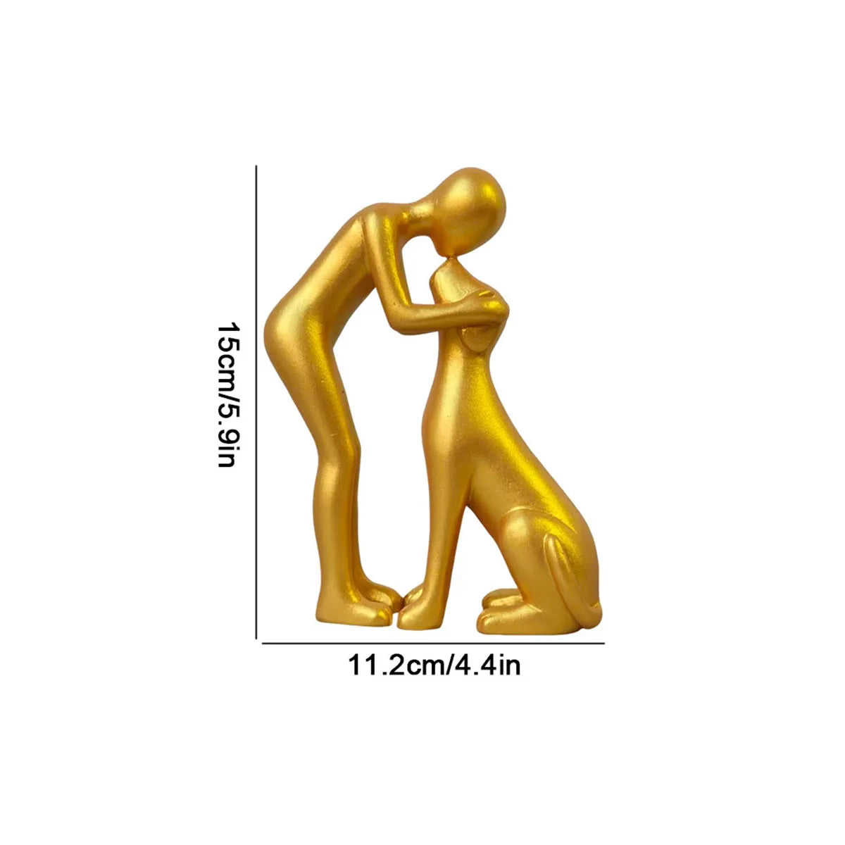 1Pc Resin Decorative Ornament, Resin Figurine of People Kissing a Puppy, Warm Pet Interaction Scene Sculpture,