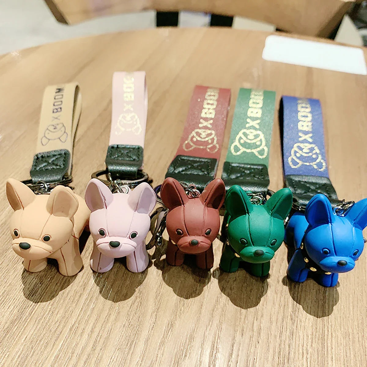 Punk French Bulldog Keychain | PU Leather Cool Dog Keyring Women's