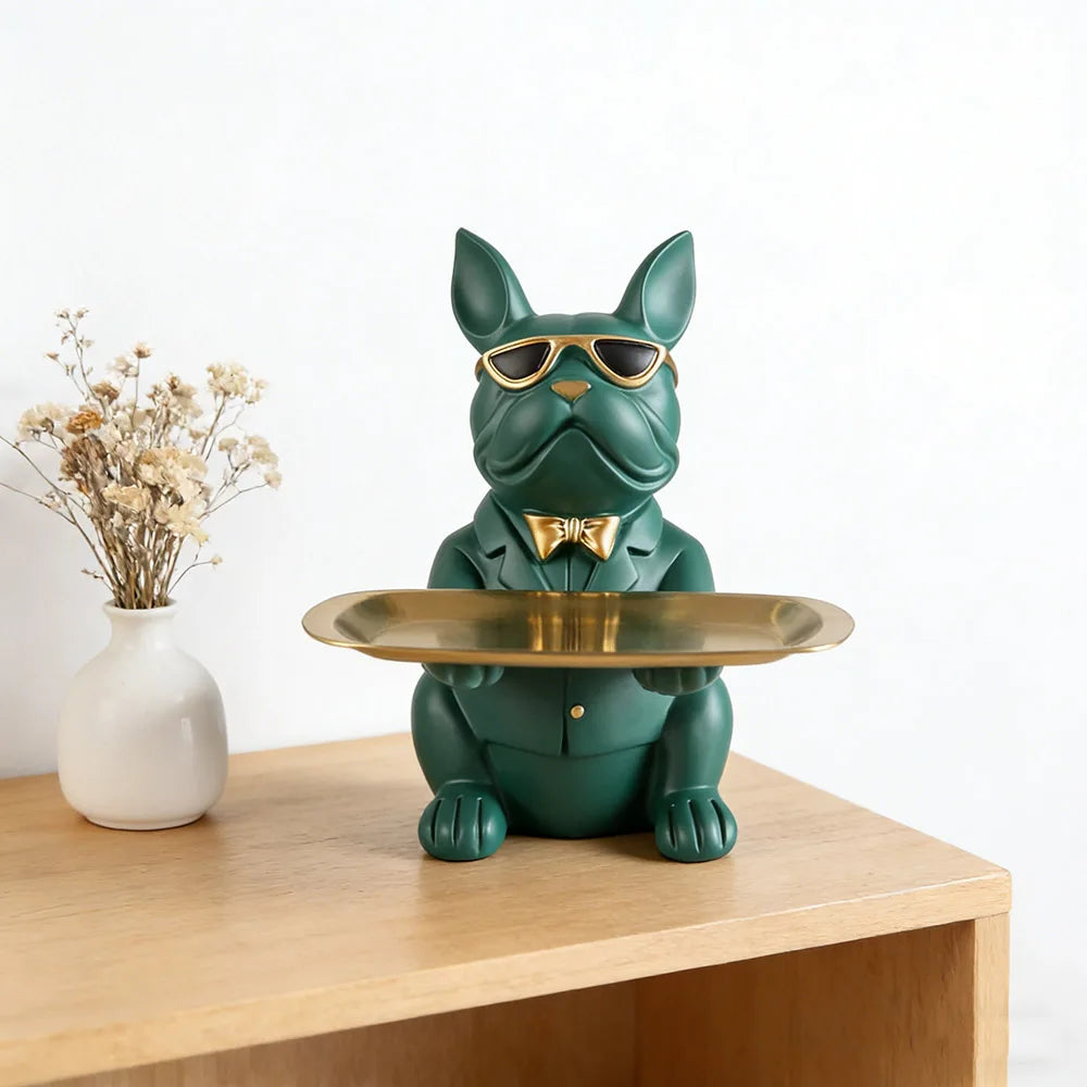 Creative Bulldog Tray Animal Statue Creative Ornament Living Room