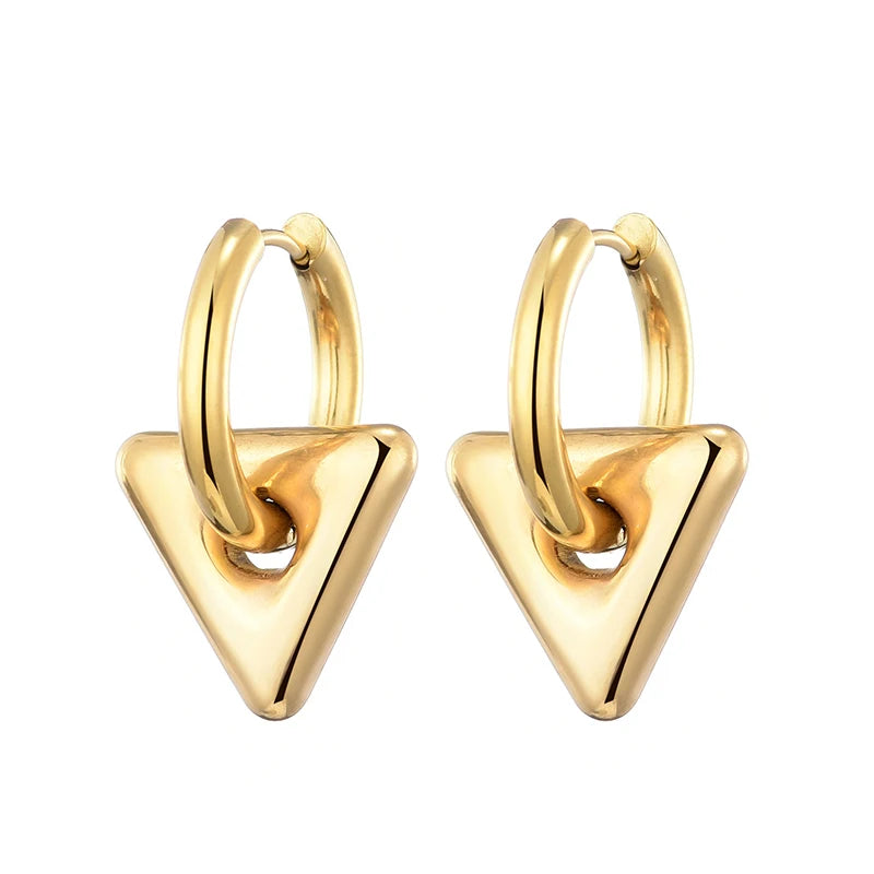 Classic Stainless Steel Heart Star Hoop Earrings For Women