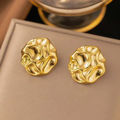 Stainless Steel Metal Irregular Pleated Stud Earrings For Women  2026