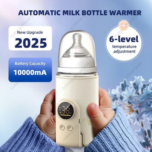 JUSTLANG 10000mAh Baby Bottle Warmer 5 Heat Level Multifunction Breast Milk
