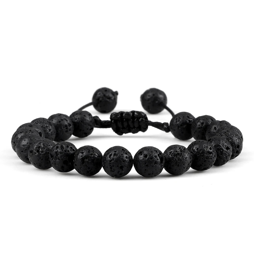Tiger Eye Stone Beads Bracelet Adjustable Braided Rope Bangles Natural