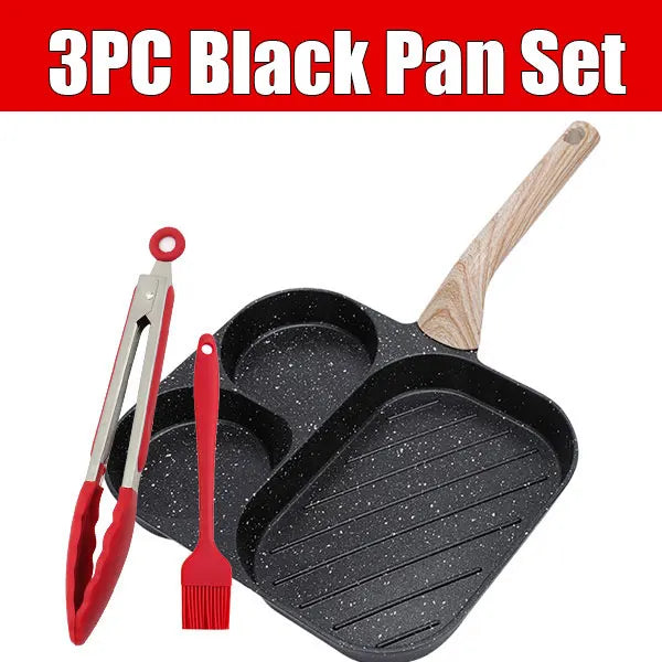 Large 3-In-1 Divided Breakfast Frying Pan Nonstick