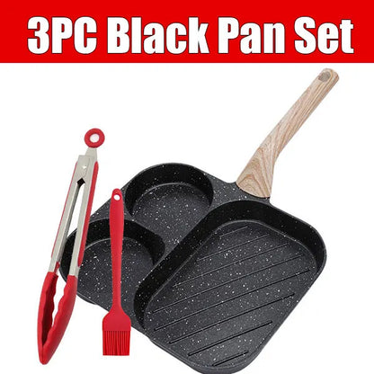 Large 3-In-1 Divided Breakfast Frying Pan Nonstick