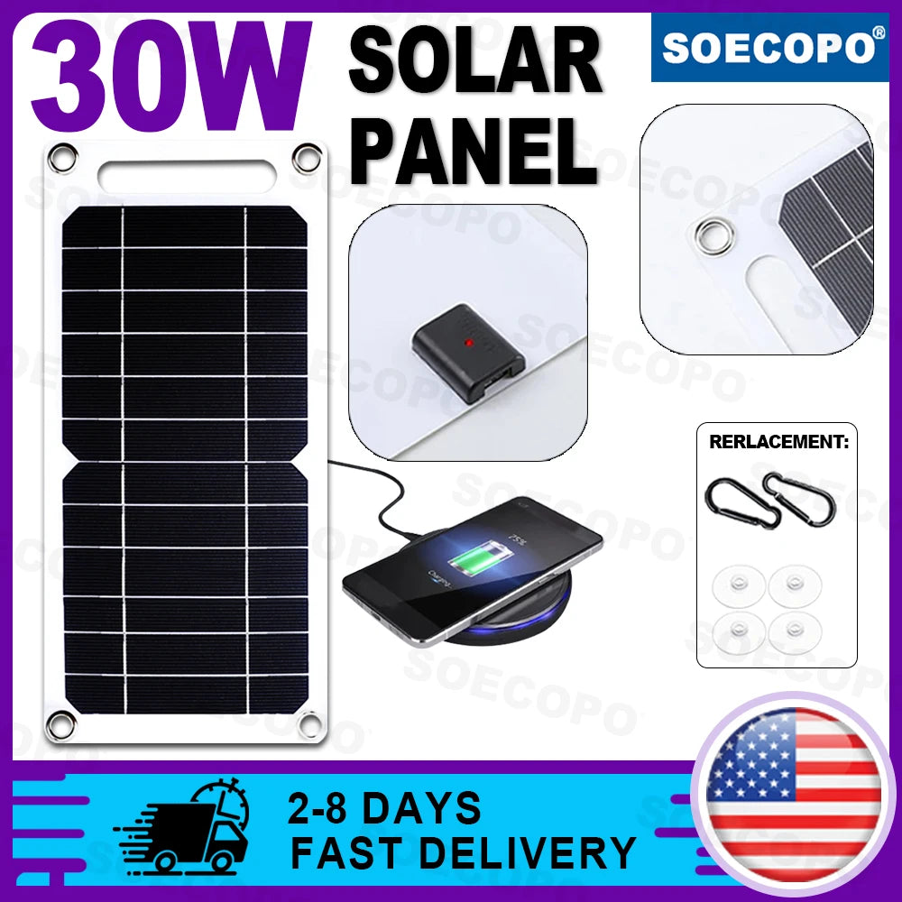 SOECOPO 30W Lightweight Flexible Solar Panel Kit, Free Mini Solar Regulator,