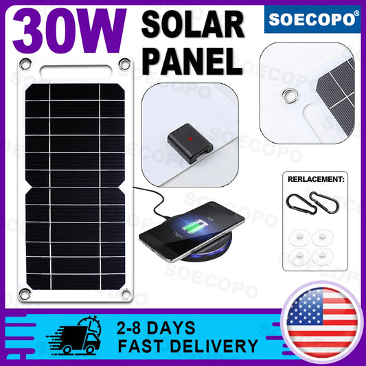 SOECOPO 30W Lightweight Flexible Solar Panel Kit, Free Mini Solar Regulator,