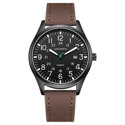 LIGE Top Brand Luxury Men Quartz Watch Date Nylon Leather