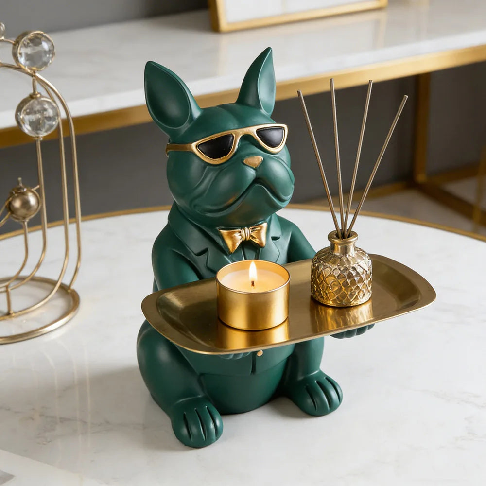 Creative Bulldog Tray Animal Statue Creative Ornament Living Room